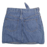 MADSWELL Womens Blue Denim Mini Cotton Blend Skirt Belted Casual M