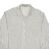 BUCKLE BAY Mens White & Black Striped Shirt XL Casual Cotton Blend Long Sleeve