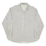 BUCKLE BAY Mens White & Black Striped Shirt XL Casual Cotton Blend Long Sleeve