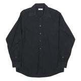 CALVIN KLEIN Mens Black Cotton Blend Shirt L Classic Button Down Smart Casual