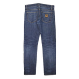 CARHARTT Mens Blue Cotton Blend Regular Straight Jeans W32 L30 Button Closure