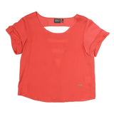 ONLY Womens Red Top Short Sleeve Round Neck Cutout Size S Stylish Summer