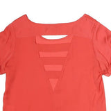 ONLY Womens Red Top Short Sleeve Round Neck Cutout Size S Stylish Summer