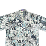 TOUGH GUY Mens White & Blue Pattern Shirt XL Unique Graphic Design