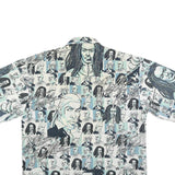 TOUGH GUY Mens White & Blue Pattern Shirt XL Unique Graphic Design