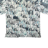 TOUGH GUY Mens White & Blue Pattern Shirt XL Unique Graphic Design