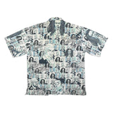 TOUGH GUY Mens White & Blue Pattern Shirt XL Unique Graphic Design