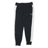 PUMA Womens Joggers Black & White Regular Slim UK 14 W34 L27 Cotton Blend