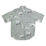 BIMINI BAY Mens Green Cotton Blend Fishing Print Shirt XL Casual Summer Wear