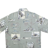 BIMINI BAY Mens Green Cotton Blend Fishing Print Shirt XL Casual Summer Wear