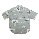 BIMINI BAY Mens Green Cotton Blend Fishing Print Shirt XL Casual Summer Wear