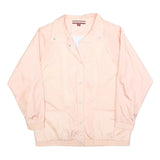 TUDOR COURT Womens Peach Pink Button Jacket L Nylon Plain Lightweight Stylish