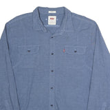LEVI'S Mens Blue Cotton Blend Shirt XL Classic Button Pocket Long Sleeve
