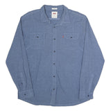 LEVI'S Mens Blue Cotton Blend Shirt XL Classic Button Pocket Long Sleeve