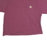 CARHARTT Womens Maroon Plain T-Shirt XL Short Sleeve Crew Neck Pocket Logo