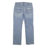 CARHARTT Mens Relaxed Fit Light Blue Denim Jeans W33 L30 Casual Cotton Blend Zip