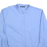ZARA Womens Blue Basic Shirt Long Sleeve Collared Plain S Cotton Blend