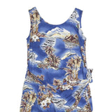 HAWAIIAIN Womens Blue Tropical Print Sleeveless Day Cotton Blend Dress M