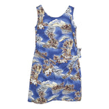 HAWAIIAIN Womens Blue Tropical Print Sleeveless Day Cotton Blend Dress M