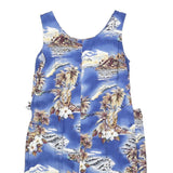 HAWAIIAIN Womens Blue Tropical Print Sleeveless Day Cotton Blend Dress M