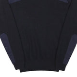 CITY GUARD Mens Navy Blue Patterned Wool Blend Jumper Crew Neck Basic Knit S