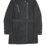 MICHAEL KORS Womens Black Hooded Wool Blend Jacket M Zip Coat Elegant Classic