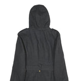 MICHAEL KORS Womens Black Hooded Wool Blend Jacket M Zip Coat Elegant Classic