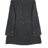 MICHAEL KORS Womens Black Hooded Wool Blend Jacket M Zip Coat Elegant Classic