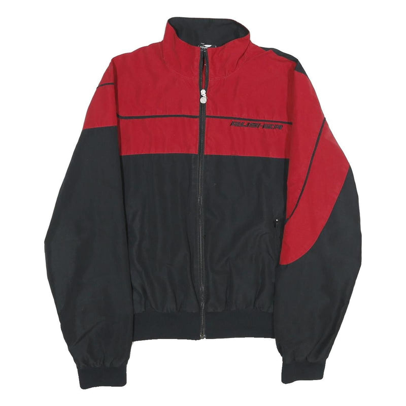 PUSHER APPAREL Mens Red & Black Casual Jacket S Polyester Zip Plain Sporty