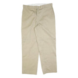 DICKIES Mens Cotton Blend Beige Regular Straight Trousers W40 L34 Workwear Zip