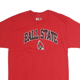 RUSSELL ATHLETIC Mens Red Ball State Graphic T-Shirt M Short Sleeve Crew Neck