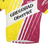 SMS Mens Yellow & Maroon Graphic T-Shirt S Short Sleeve 1/4 Zip Cycling Jersey