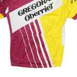 SMS Mens Yellow & Maroon Graphic T-Shirt S Short Sleeve 1/4 Zip Cycling Jersey