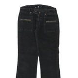 7 FOR ALL MANKIND Womens Regular Fit Black Straight Trousers W30 L30 Zip Cotton
