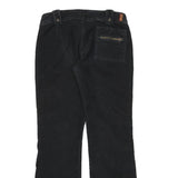 7 FOR ALL MANKIND Womens Regular Fit Black Straight Trousers W30 L30 Zip Cotton