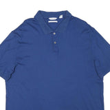 CALVIN KLEIN Mens Blue Short Sleeve Plain XL Cotton Blend Polo Shirt