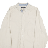 NAUTICA Mens Beige & Blue Shirt S Cotton Classic Button-Down Long Sleeve Casual