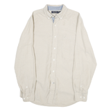 NAUTICA Mens Beige & Blue Shirt S Cotton Classic Button-Down Long Sleeve Casual
