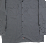 DICKIES Mens Grey Workwear Style L Cotton Blend Shirt Long Sleeve Button Pocket