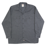 DICKIES Mens Grey Workwear Style L Cotton Blend Shirt Long Sleeve Button Pocket