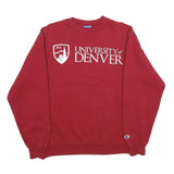 CHAMPION Mens Red University Of Denver Crew Neck M Cotton Blend Comfortable
