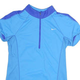 NIKE Mens Blue & Purple Sporty T-Shirt M Short Sleeve Quarter Zip Collar