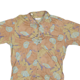 PEGASUS Mens Beige & Blue Floral Short Sleeve Shirt M Cotton Blend Casual