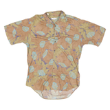 PEGASUS Mens Beige & Blue Floral Short Sleeve Shirt M Cotton Blend Casual