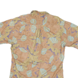 PEGASUS Mens Beige & Blue Floral Short Sleeve Shirt M Cotton Blend Casual