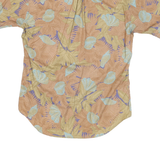 PEGASUS Mens Beige & Blue Floral Short Sleeve Shirt M Cotton Blend Casual