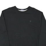 CHAMPION Mens Black Crew Neck L Sweatshirt Cotton Blend Pullover Classic Logo