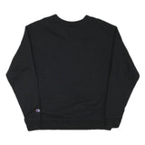 CHAMPION Mens Black Crew Neck L Sweatshirt Cotton Blend Pullover Classic Logo