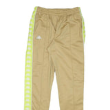 KAPPA Mens Joggers Beige & Yellow Slim Tapered L W28 L31 Side Logo Tape Detail
