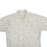 CAMPIA MODA Mens White & Grey Floral Pattern Shirt XL Cotton Casual Summer